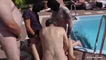 Jasmin Babe fucks in the nudist villa by the pool