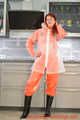 Miss Petra in AGU raingear (original AGU) and an exclusiv orange Adidas AGU raincoat layered over her raingear