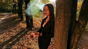 Smoking in the autumn forest