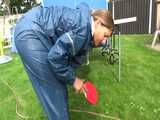 Watch Sandra playing Table Tennis in her oldschool Rainsuit