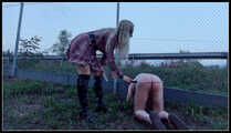 Public spanking at the motorway fence!