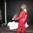 Watch Pia enjoying her shiny nylon Oldschool Rainwear in her shiny nylon Bedsheets