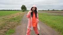 Miss Amira in AGU Adidas rain suit and transparent rain gear