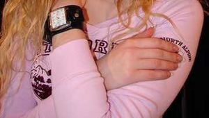 Maaike wearing a huge Friis watch