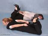Alexa and Catt - Sweet blonde demonstrates her tied up friend how to use cuffs