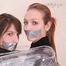 [From archive] Alexa and Satisfaction Girl are wrapped together in clear cling film and duct taped