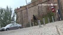 016213 Eve Takes A Pee On The Battlements Of Castello Montjuic