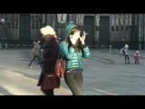 Alina walking on the street wearing a supersexy  down jacket and a jeans (Video)