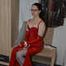 Bound in red latexdress