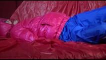 Sonja tied, gagged and hooded on a sofa wearing a sexy downwear combination (Video)
