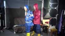 SEXY SANDRA being tied and gagged with ropes and a clothgag from Stella  both wearing sexy shiny nylon AGU rainwear (Video)