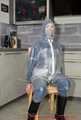 Miss J ziptied and gagged in two layers raingear