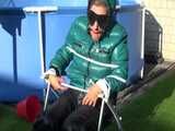 Watch Sandra beeing bound and gagged in her shiny nylon Downwear