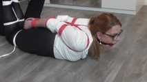 Sexy redhead secretary hogtied in the bedroom of her boss