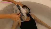 Xiaoyu Wearing Diving Gear in Bathtub