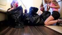 Merida & Hannah - Trash bag cleaning with bondage and packing (video)