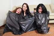 [From archive] Lucky, La Pulya and Xenia - Trio ball tied in trashbags (BTS)