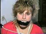 SEXY KIM IS MOUTH STUFFED, CLEAVE GAGGED, CHAIR TIED, BLINDFOLDED & BARE FEET TIED & TICKLED (D41-1)