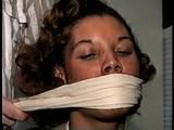 28 YR OLD MOM GETS MOUTH STUFFED AND CLEAVE GAGGED WITH STINKY PANTYHOSE, TIT TIED BAREFOOT, TOE-TIED, OTM CLOTH GAGGED, WRAP TAPE GAGGED, HANDGAGGED AND TIGHTLY TIED TO A CHAIR (D65-7)