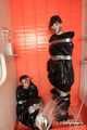 Anni Bay and Dakota - the pair in trash bags in the shower