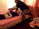 Sandra hogtied on her bed 1/2