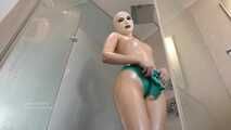 Asianrubberdoll gets naked in the shower