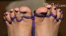 Purple Pedicure in Toe Bondage