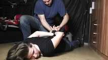 Michelle hogtied with tape and tickled
