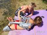 [From archive] Dana & Ketrin duct taped doggy style outdoor (BTS)