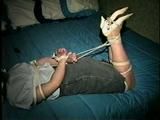 28 YEAR OLD HOUSEWIFE GETS MOUTH STUFFED, CLEAVE GAGGED & HOG-TIED ON THE BED (D48-6)